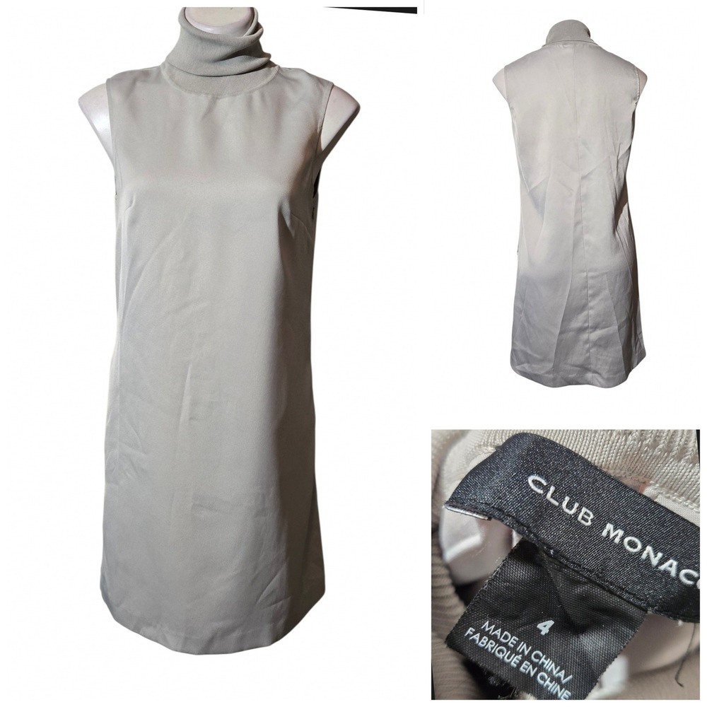 Club Monaco Womens Sleeveless Turtleneck Shift Dress gray/Taupe Size 4